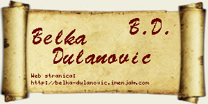 Belka Dulanović vizit kartica